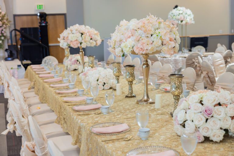 Banquet design with table centerpieces